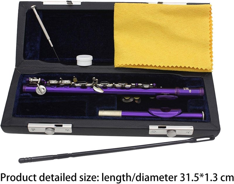 Luwecf C Key Piccolo Lightweight Easy to Play Woodwind Instrument 16 Hole Flute for Stage Performance Practice Classroom Beginner, Purple - Image 4